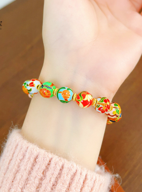 女沙金999珐琅彩十二月花神手链