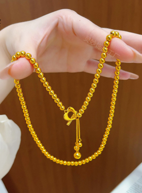 古法沙金南洋珠爱心OT扣流苏项链