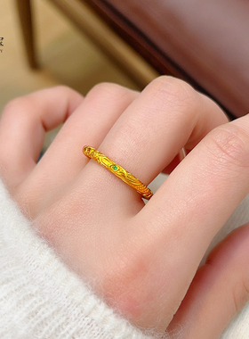 女沙金点钻乾坤圈开口手镯国风