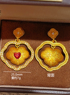 女沙金灵动拉丝臻心如意吊坠项链