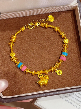 女沙金珐琅彩唐马彩圈盘缠手链