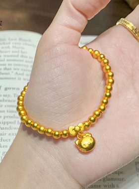 女沙金蝴蝶结凯蒂猫圆珠甜美手链