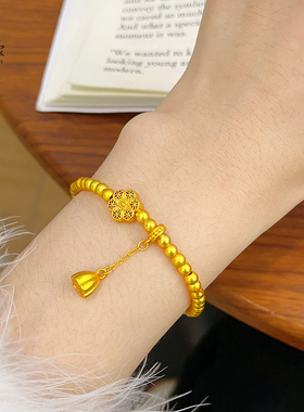 女沙金复古六相花莲蓬流苏手链