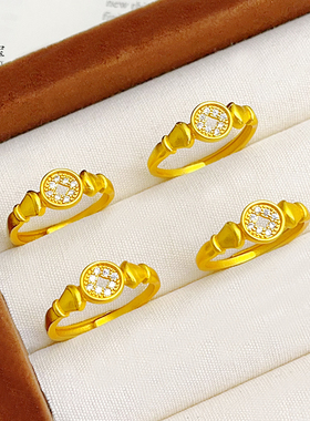 沙金点钻马上有钱马蹄可调节戒指