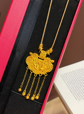 珐琅彩天子门生流苏锁包盘缠项链