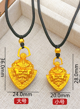 女沙金谛听瑞兽铃吊坠黑绳毛衣链