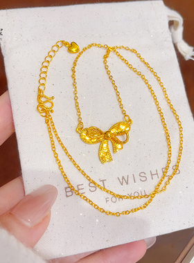 女沙金碎冰冰灵动蝴蝶吊坠项链