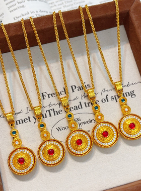 女沙金点钻百转呈祥可转动吊坠