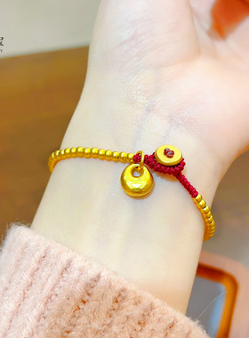 女沙金999古法细小珠珠胖福手链