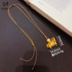 Female ancient sand gold and white diamond pony coin pendant necklace