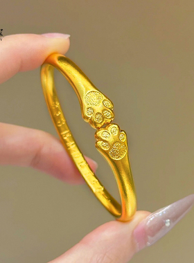 女沙金可爱招财纳福古法猫爪手镯