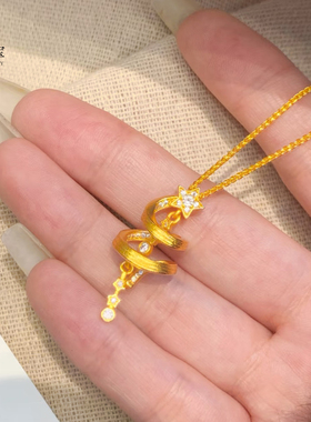 女沙金点钻拉丝圣诞树吊坠项链