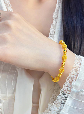 女沙金花丝珐琅彩珠镂空绣球手链