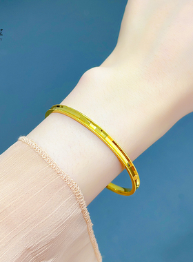 女沙金999凹凸面蹦迪马赛克手镯