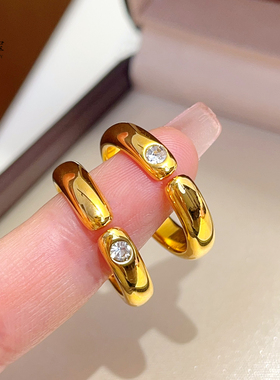 女沙金亮面点钻泥鳅背开口戒指