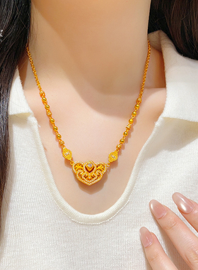 女沙金点钻逐心如意圆珠套链项链