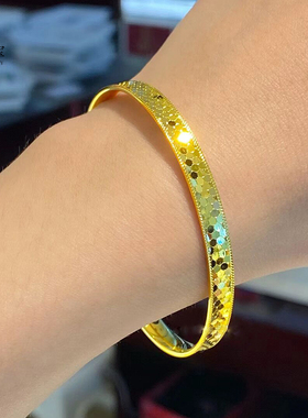 亮面鳞片女沙金厚镀18K龙鳞手镯