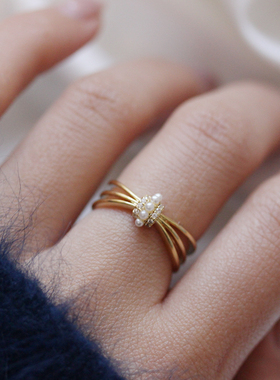 轻奢法式珍珠公主风宫廷开口戒指