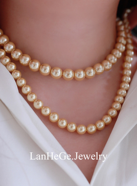 LANHEGE施家珍珠奶油金项链