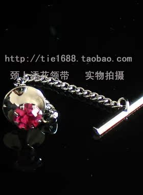 别针式领带夹/亮粉色高档水晶钻水晶领夹/领带别针/水晶礼盒G-056