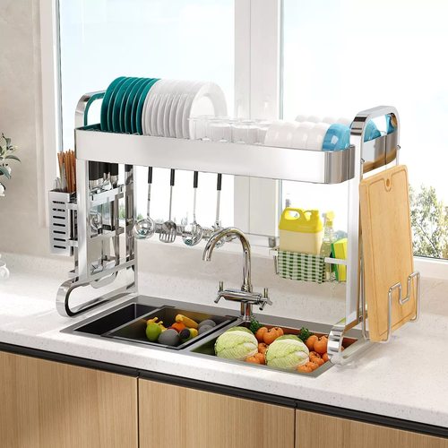 加厚不锈钢厨房水槽家用置物架碗碟收纳水池多功能放碗盘沥水碗架 - 图0
