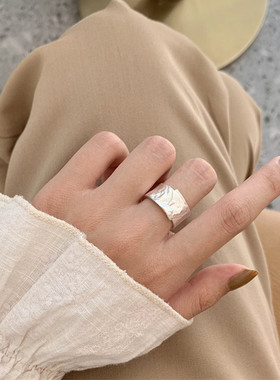 韩国镀银中性风锡纸戒指网红同款