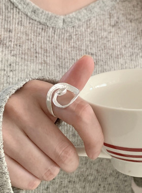 简约几何线条螺旋戒指女时尚设计感冷淡风开口指环旋涡环形食指戒