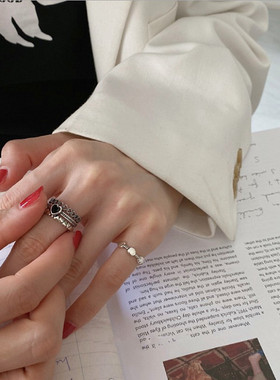 日韩风镀银爱心网红同款戒指环
