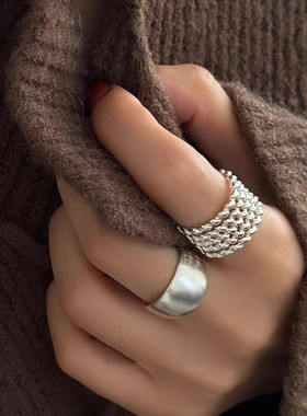 多层麻花戒指女ins风轻奢高级感小众设计简约个性百搭休闲食指环