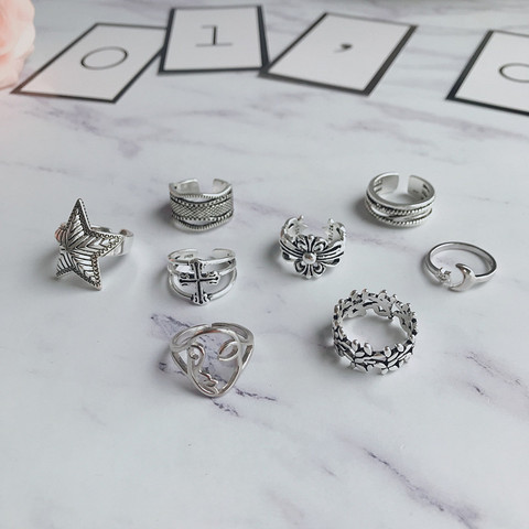 韩国设计款泰银戒指女复古多层缠绕食指开口潮人搭配个性男女指环