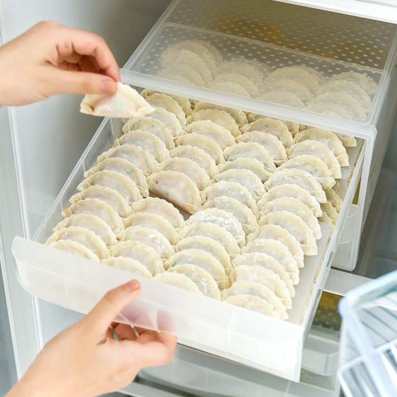 饺子盒家用冻饺子冰箱收纳盒抽屉式保鲜冷冻盒托盘多层速冻饺子盒-图2