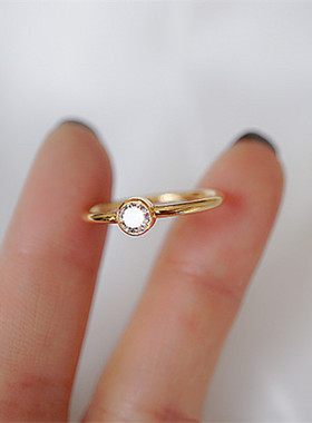 经典款包金锆石闪钻不掉色戒指环