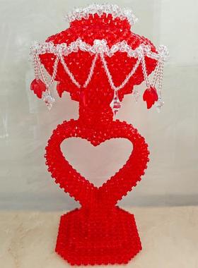 DIY编织手工串珠爱心台灯