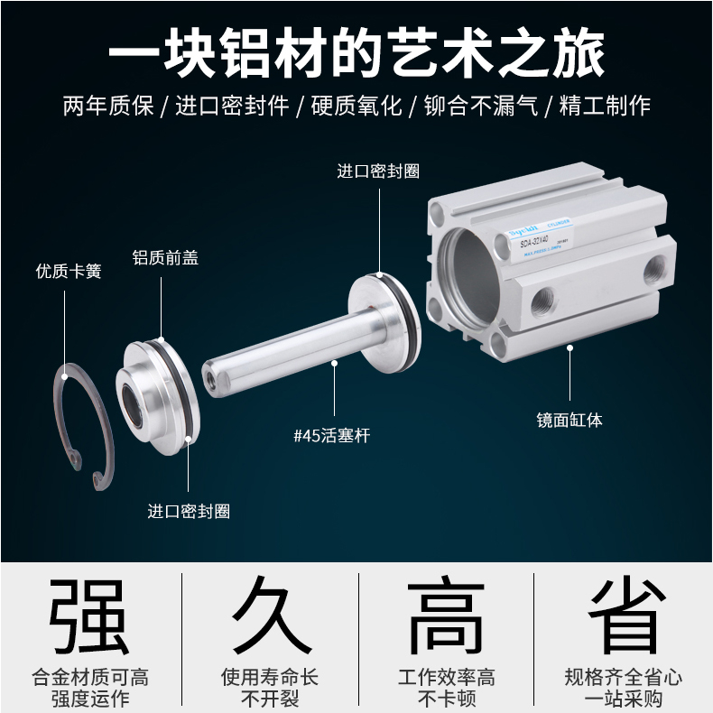 sqeldt小型气动SDAS薄型气缸SDA25-10*15/20/25/30/35/40/50-60-S - 图1