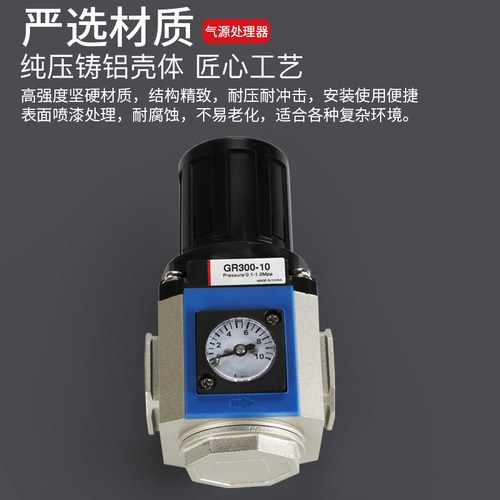 GR400-15气源处理器调压阀GR200-06/08气动减压阀GR300-08/10/15 - 图3