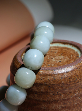 博易玉道老型手串直径12青玉籽料