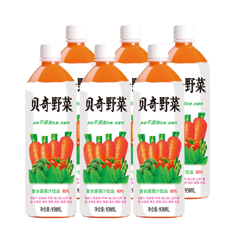 贝奇野菜汁930mL*6瓶 胡萝卜汁饮料整箱酒席婚宴大瓶装蔬菜汁饮品 - 图3