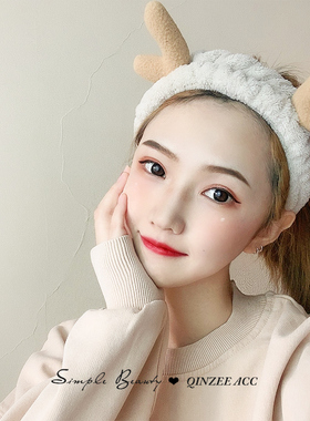 可爱洗脸发带鹿角毛绒束发带