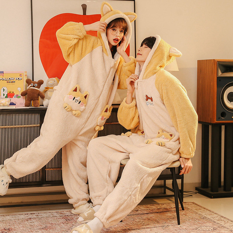 秋冬季情侣珊瑚绒2022年新款睡衣 戴蜜睡衣/家居服套装