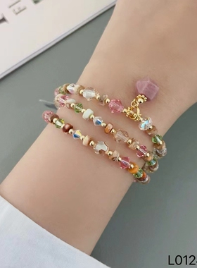 新中式粉色施华洛串珠手链女高级感水晶手饰转运2025年新款爆款