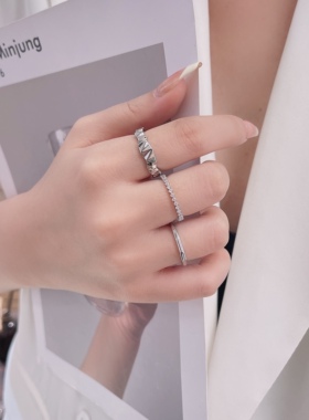 高级感冷淡风银色戒指女