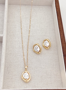 法式时尚巴洛克珍珠项链女小众