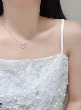 小众简约S925银锆石爱心项链女2025年新款高级感锁骨链送闺蜜女友