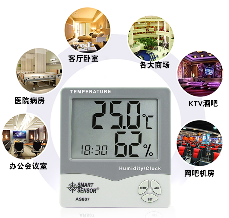 高精度药店电子家用温度计AS807数显干湿表仓库工业温湿度计HTC-1-图1