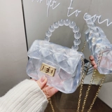 Детская сумка, милая сумка через плечо, прозрачная цепь, маленькая льняная сумка из жемчуга, кошелек, в стиле Шанель, на цепочке