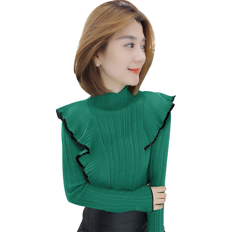 欧洲站秋装2020新款荷叶边针织衫 梵莉思女装毛衣