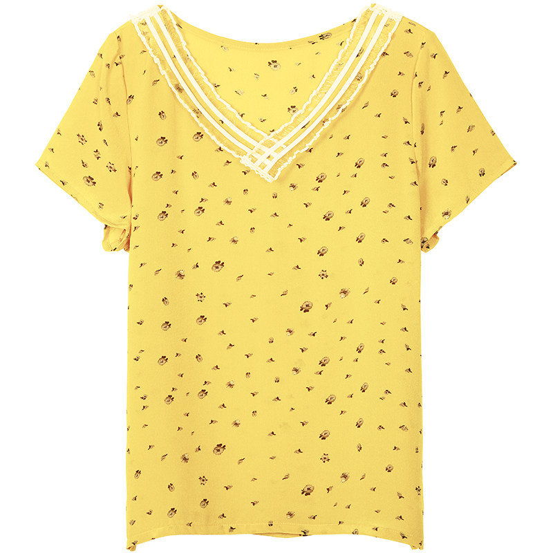 欧洲站2020新款夏时尚气质雪纺衫 梵莉思女装蕾丝衫/雪纺衫