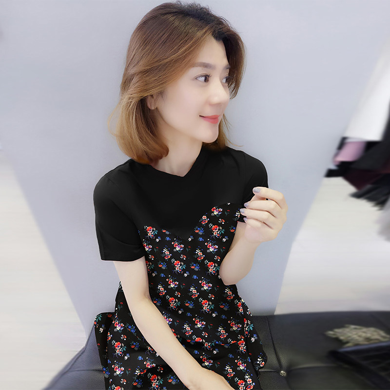 欧洲站2020新款夏装欧货拼接长裙 梵莉思女装连衣裙