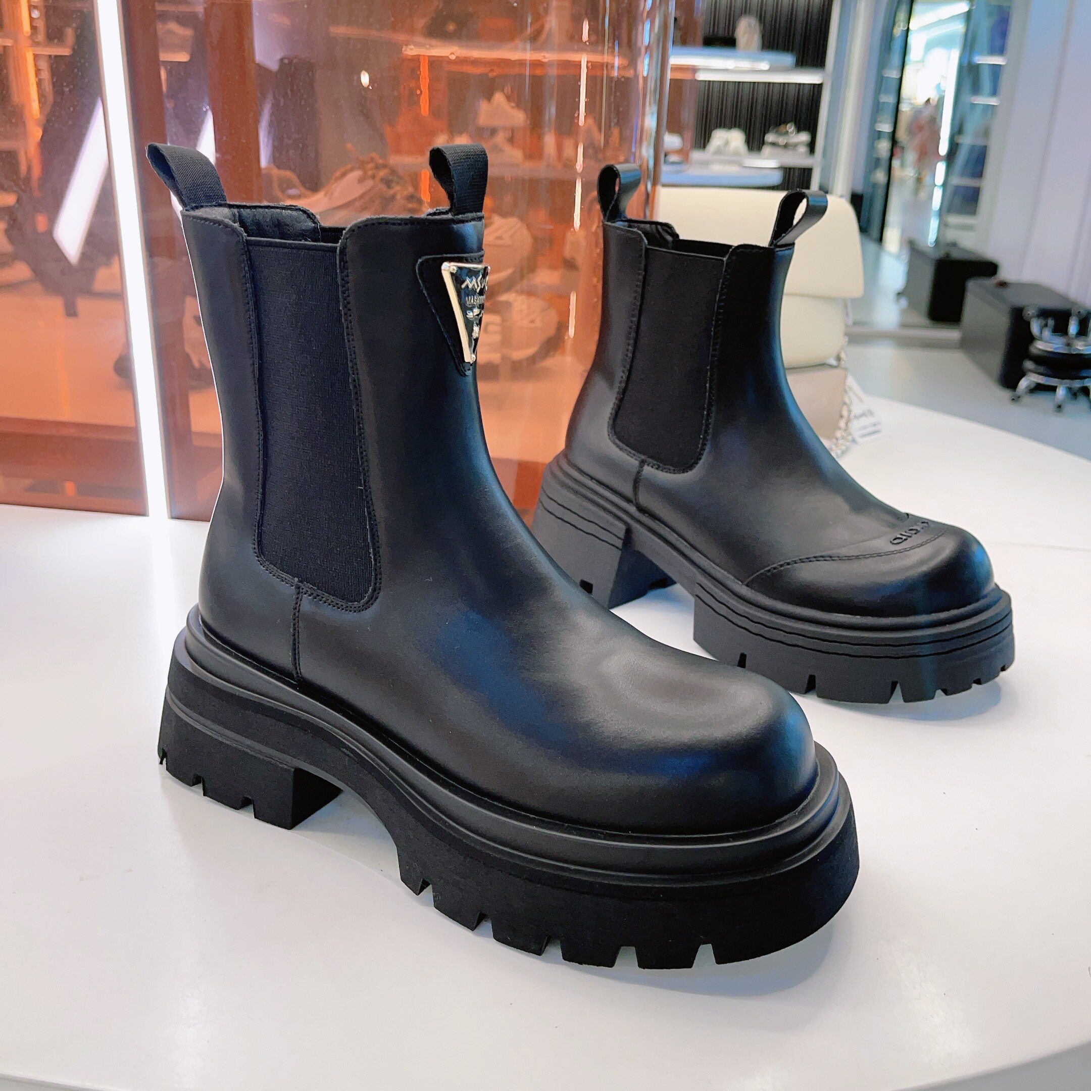 Martha Marceau 2026 Autumn Triangle Label Thick-soled Martin Boots Women's Stove Leg Boots Heightening Short Boots Women's Chimney Boots 291-29