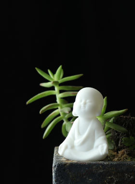 陶白瓷人物禅意国风摆件花盆造景